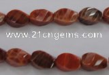 CAG581 15.5 inches 8*12mm faceted & twisted rice natural fire agate beads