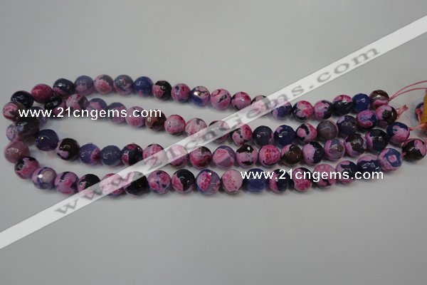 CAG5810 15 inches 10mm faceted round fire crackle agate beads