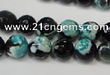 CAG5811 15 inches 10mm faceted round fire crackle agate beads