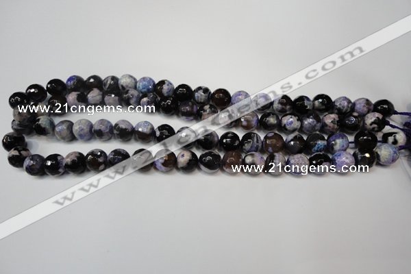 CAG5814 15 inches 10mm faceted round fire crackle agate beads