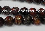 CAG5816 15 inches 10mm faceted round fire crackle agate beads