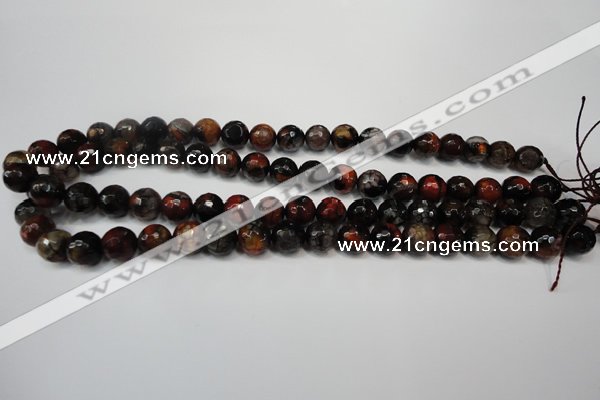 CAG5816 15 inches 10mm faceted round fire crackle agate beads