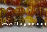 CAG5817 15 inches 10mm faceted round fire crackle agate beads