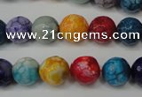 CAG5818 15 inches 10mm faceted round fire crackle agate beads