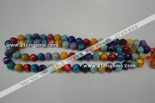 CAG5818 15 inches 10mm faceted round fire crackle agate beads