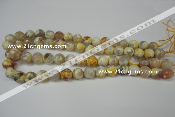 CAG5820 15 inches 12mm faceted round fire crackle agate beads