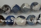 CAG5821 15 inches 12mm faceted round fire crackle agate beads