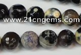 CAG5822 15 inches 12mm faceted round fire crackle agate beads