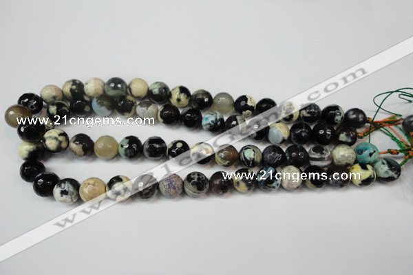 CAG5822 15 inches 12mm faceted round fire crackle agate beads