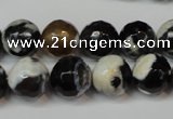 CAG5823 15 inches 12mm faceted round fire crackle agate beads