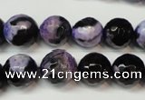 CAG5824 15 inches 12mm faceted round fire crackle agate beads