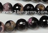 CAG5825 15 inches 12mm faceted round fire crackle agate beads