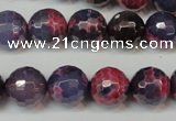 CAG5826 15 inches 12mm faceted round fire crackle agate beads