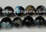 CAG5829 15 inches 12mm faceted round fire crackle agate beads