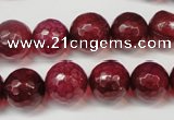 CAG5832 15 inches 12mm faceted round fire crackle agate beads