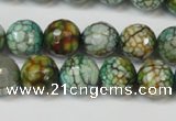 CAG5833 15 inches 12mm faceted round fire crackle agate beads