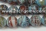 CAG5834 15 inches 12mm faceted round fire crackle agate beads