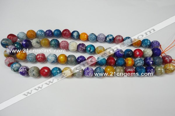 CAG5836 15 inches 12mm faceted round fire crackle agate beads