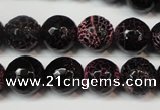 CAG5837 15 inches 12mm faceted round fire crackle agate beads