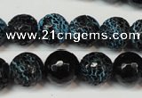 CAG5838 15 inches 12mm faceted round fire crackle agate beads