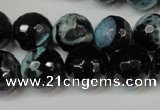 CAG5841 15 inches 14mm faceted round fire crackle agate beads