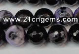 CAG5846 15 inches 14mm faceted round fire crackle agate beads