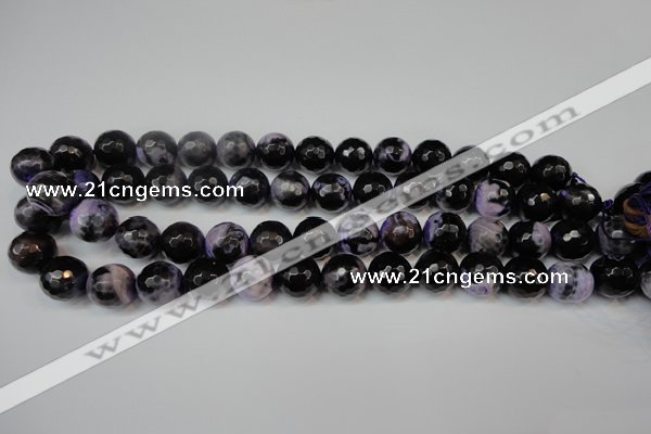 CAG5846 15 inches 14mm faceted round fire crackle agate beads