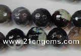 CAG5847 15 inches 14mm faceted round fire crackle agate beads