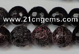 CAG5849 15 inches 14mm faceted round fire crackle agate beads