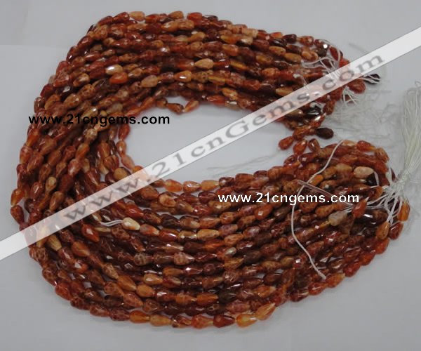 CAG585 15.5 inches 6*9mm faceted teardrop natural fire agate beads