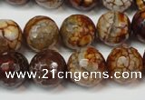 CAG5850 15 inches 14mm faceted round fire crackle agate beads