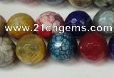 CAG5851 15 inches 14mm faceted round fire crackle agate beads