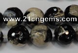 CAG5855 15 inches 16mm faceted round fire crackle agate beads