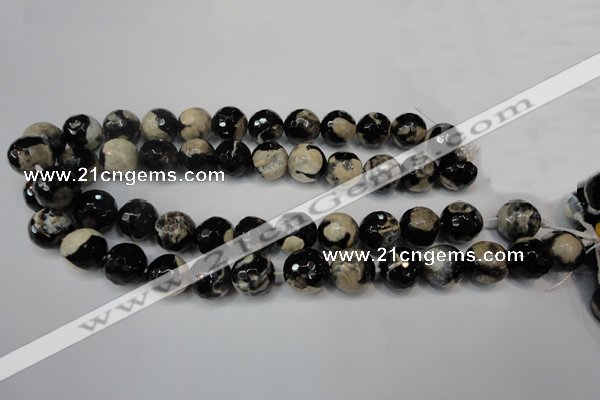 CAG5855 15 inches 16mm faceted round fire crackle agate beads