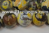 CAG5869 15 inches 16mm faceted round fire crackle agate beads