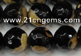 CAG5860 15 inches 16mm faceted round fire crackle agate beads