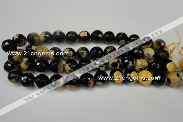 CAG5860 15 inches 16mm faceted round fire crackle agate beads