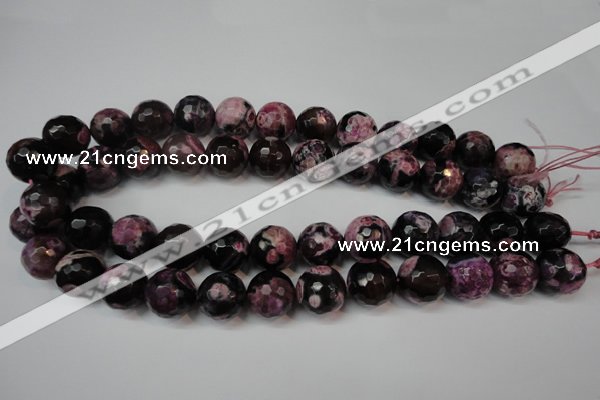 CAG5861 15 inches 16mm faceted round fire crackle agate beads