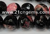 CAG5862 15 inches 16mm faceted round fire crackle agate beads