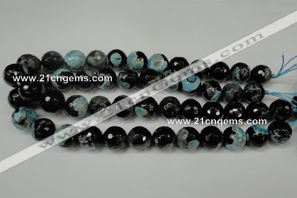 CAG5865 15 inches 16mm faceted round fire crackle agate beads