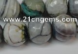 CAG5866 15 inches 16mm faceted round fire crackle agate beads