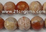 CAG5868 15 inches 16mm faceted round fire crackle agate beads