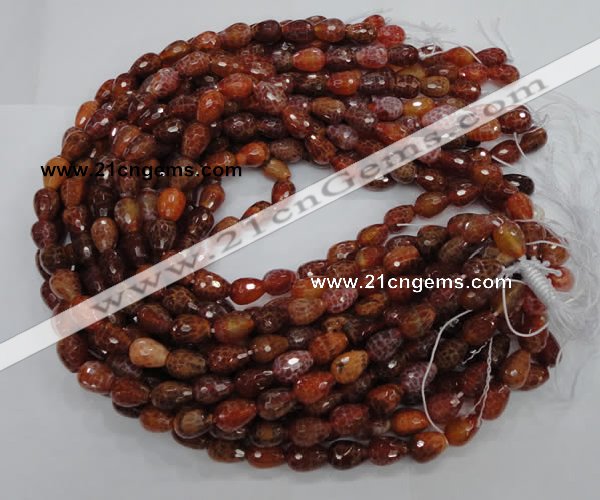CAG587 15.5 inches 10*14mm faceted teardrop natural fire agate beads