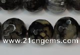 CAG5870 15 inches 16mm faceted round fire crackle agate beads