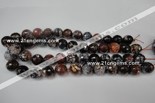 CAG5871 15 inches 16mm faceted round fire crackle agate beads