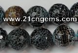 CAG5872 15 inches 16mm faceted round fire crackle agate beads