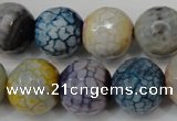 CAG5873 15 inches 16mm faceted round fire crackle agate beads