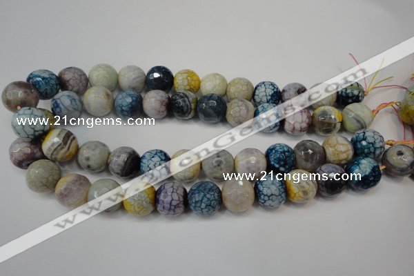 CAG5873 15 inches 16mm faceted round fire crackle agate beads