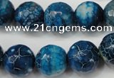 CAG5874 15 inches 16mm faceted round fire crackle agate beads