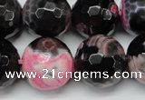 CAG5877 15 inches 18mm faceted round fire crackle agate beads